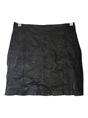 Free People Black Faux Leather Mini Skirt - Sleek Panel Stitch Design